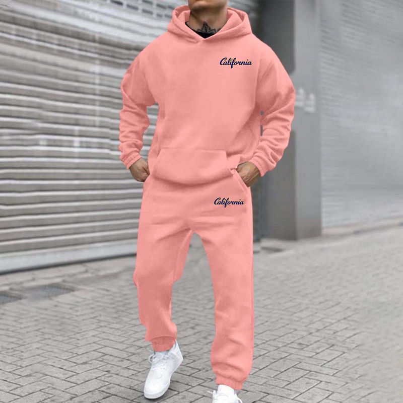 New Autumn And Winter Men's Joggers 2 Piece Tracksuit Fashion California Letter Printed Hoodie And Pants Set Men Outfits_voghion.com