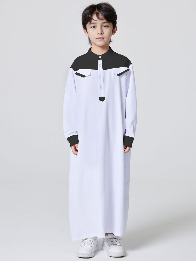 Jonge Meisjes Kleding Midden-Oosten Dubai Turkse Jongen Gewaad Deur Kraag Knoop Gewaad_voghion.com