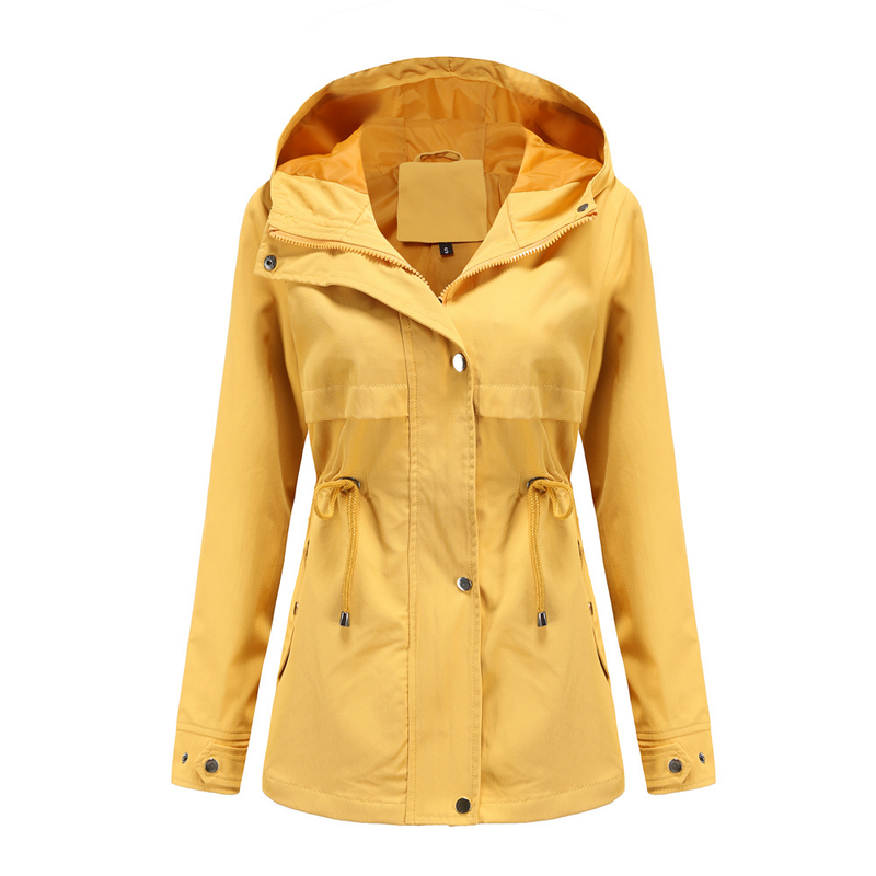 Dameskleding Nieuwe regenjas Halflange jas Met capuchon Dun windjack_voghion.com