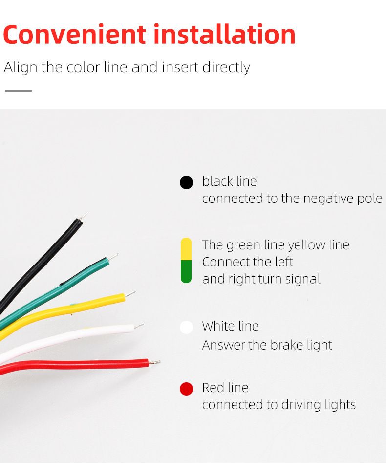 fanale posteriore per auto a spina di pesce, fanale posteriore per pick-up, LED, alta luminosità, bicolore, cintura, scansione, doppio flash, avviso di coda_voghion.com