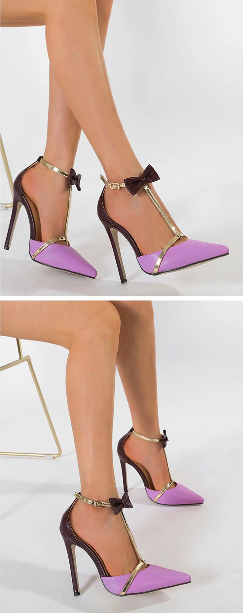 Liyke Fashion Design Bowknot Knöchelriemen Damen Pumps Sexy Spitzschuh Stripper High Heels Hochzeitsbankett Schuhe Sandalen_voghion.com