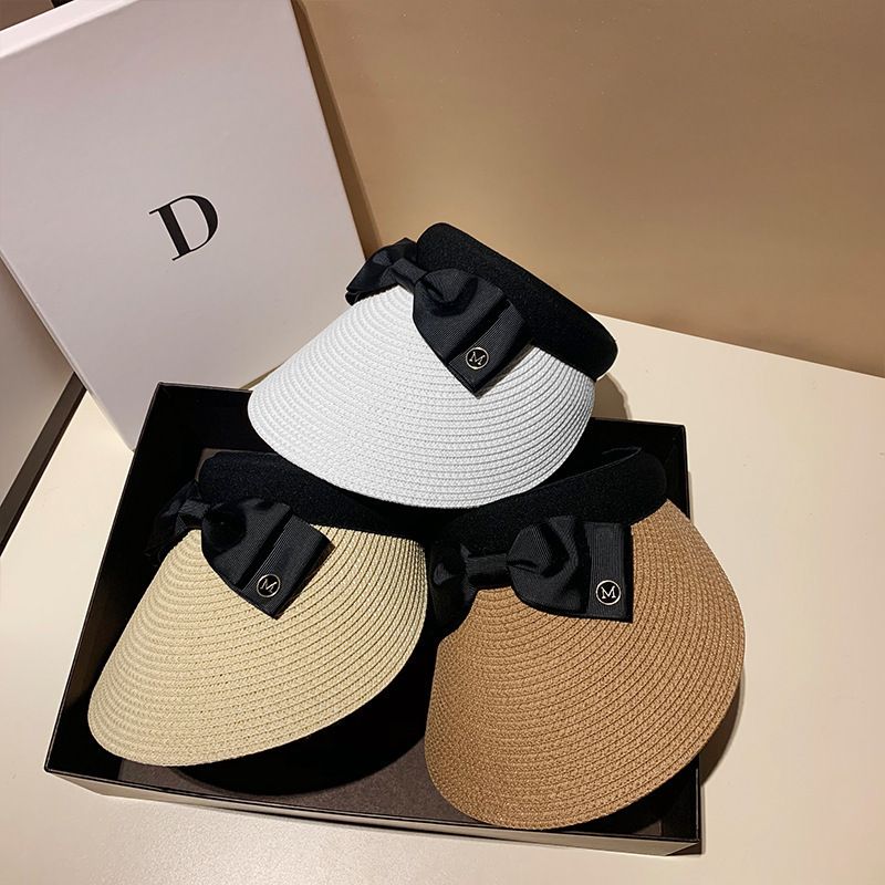 Gorra de playa con protección UV versátil para mujer, sombrero de sol sin tapa estilo coreano._voghion.com