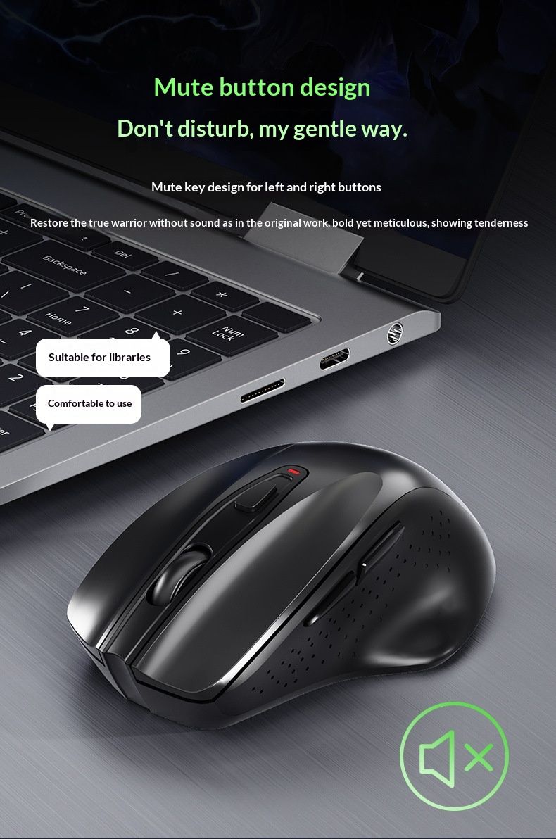 Souris sans fil Bluetooth double mode, rechargeable et silencieuse pour le jeu et l'e-sport, compatible avec les ordinateurs portables et tablettes Lenovo et HP._voghion.com