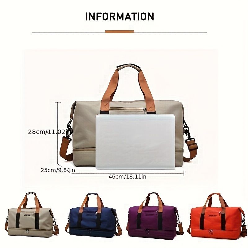Borsa da viaggio impermeabile e resistente di grande capacità - Borsone in tessuto Oxford con separazione asciutto/bagnato, tracolla fissa in vari colori - Ideale per lo sport_voghion.com