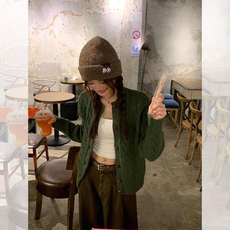 2024 Solid Color Knitted Cardigan Coat Women's Autumn New Sweater Outerwear High-end Korean Style Small Top_voghion.com