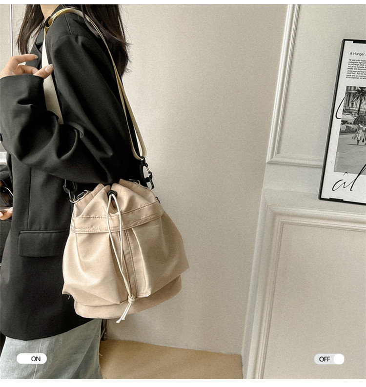 Eenzel Schëller-Crossbody-Täsch, Casual Schnürpäck, Liichtgewiicht Handtasche mat grousser Kapazitéit, Nylon-Eemertasch fir Fraen_voghion.com