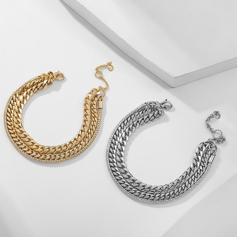 Kenjado Stacked Metal Plated Bracelet For Men Women Fashionable And Exaggerated Ins Style_voghion.com