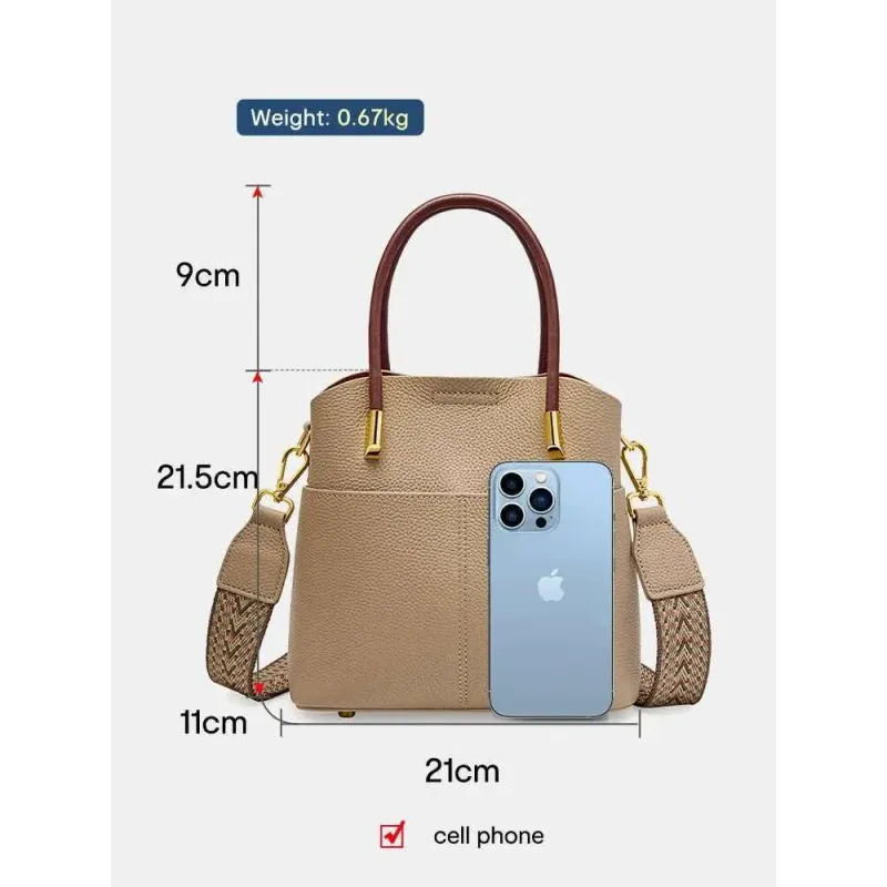 Borsa a secchiello di alta qualità originale Zency da donna, versatile, in pelle, con tracolla, stile High Sense_voghion.com