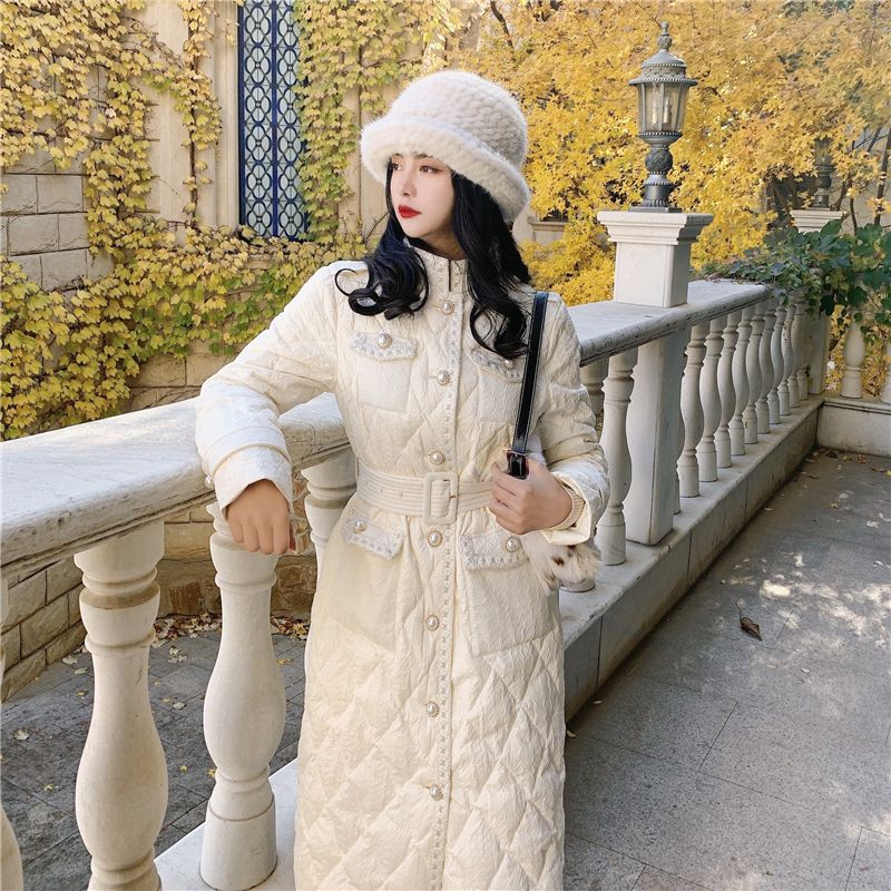Xiaoxiangfeng Down For Women's Autumn And 2023 New Korean Version Slim Fit Knee Length Cotton Jacket Winter Coat_voghion.com