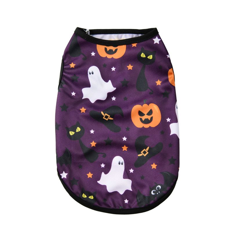 New Summer Sun Protection Vest Halloween Pumpkin Print Small And Medium Dog Cat Pet Clothes_voghion.com