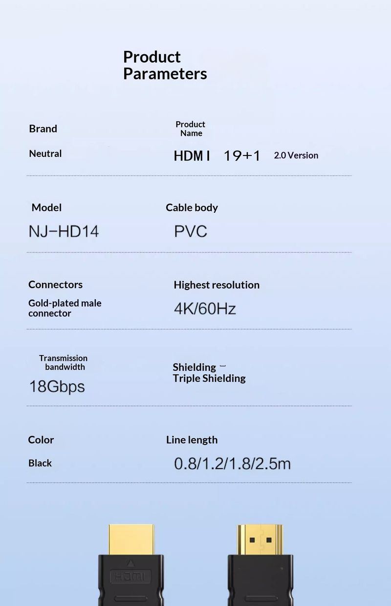 50704555550<=3 HD CHK 2.0 Version ZD Vergoldetes HDMI-Datenkabel für TV-Set-Top-Box, Computermonitor_voghion.com