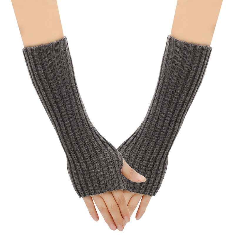 Autumn Winter Long Gloves For Men And Women, Sleeves, Half Finger, Fingerless, Warm Arm Covers, Knitted Gloves,_voghion.com