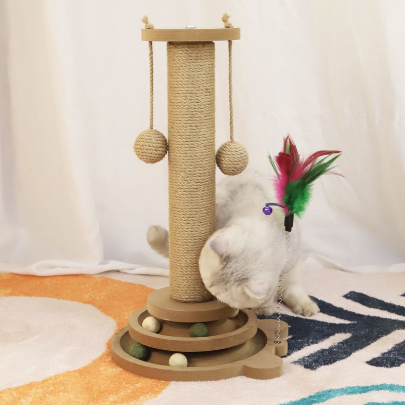 Durable Non-Shedding Scratching Post Sisal Claw Board Toy Self-Entertainment Vertical Cat Climbing Frame Integrated_voghion.com