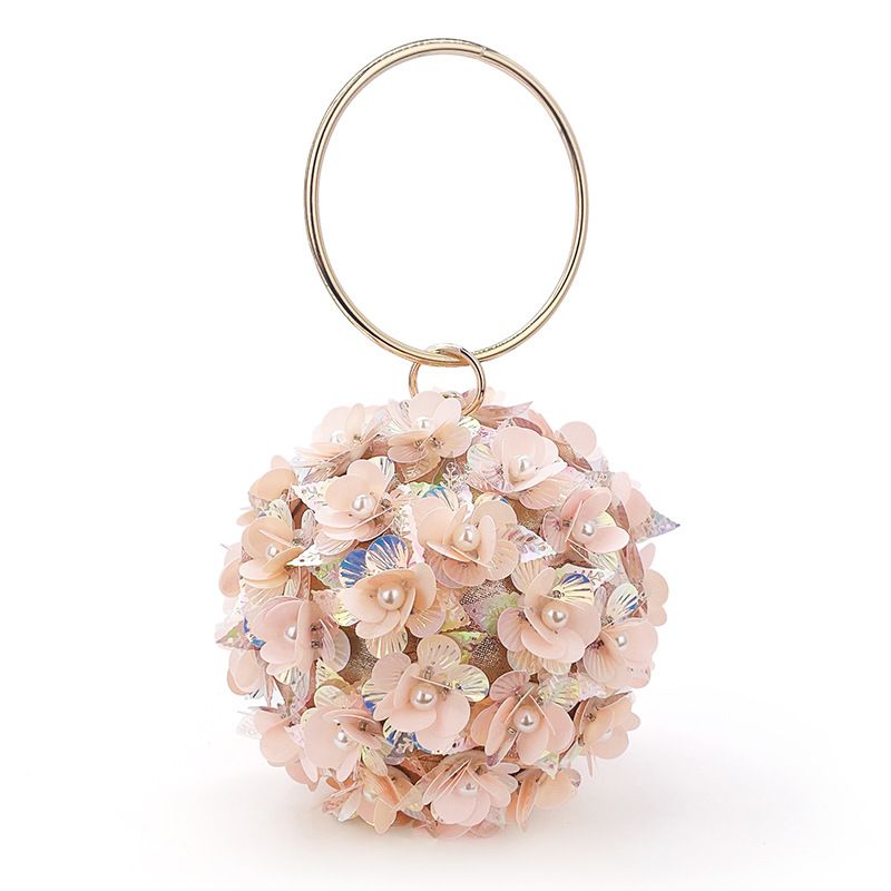 Flower Small Handbag Party Clutch Evening Matching Dress Handheld Globe Bag_voghion.com