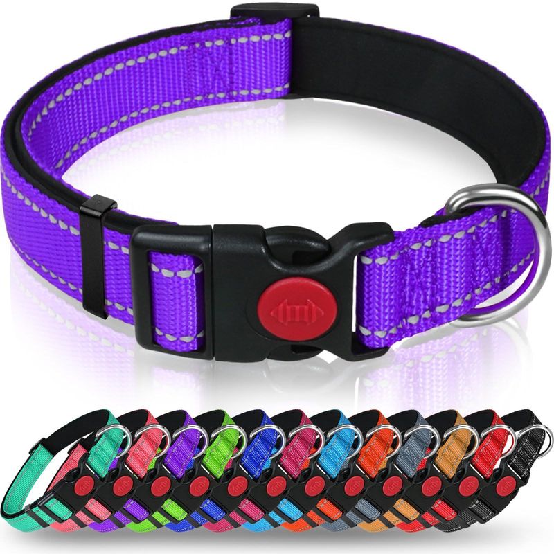 Coleira de nylon ajustável para animais de estimação, coleira refletiva para cães, suprimentos de segurança_voghion.com