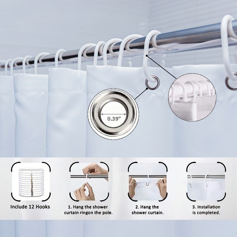 Cortina de ducha avec estampado de flores de encaje rosa, imperméable, lavable, avec 12 crochets, pour bain, usage domestique, 1 unité_voghion.com