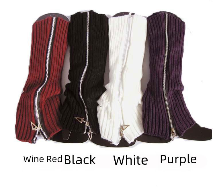 Wollsocken Füße Großhandel Frauen koreanische Version von Herbst und Winter Haufen Socken gestrickt Bein Reißverschluss Stiefel Stiefel Socken Flut Socken_voghion.com