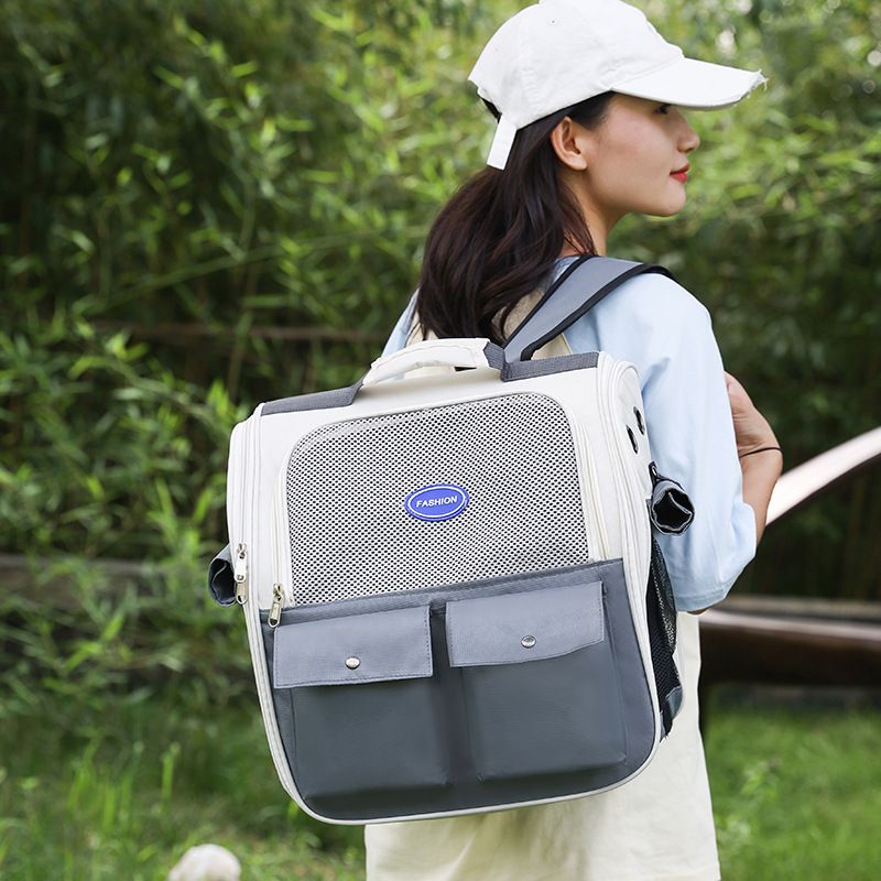 New Portable Pet Outdoor Double Shoulder Backpack Scratch-Resistant Breathable Cat Durable Dog Bag_voghion.com