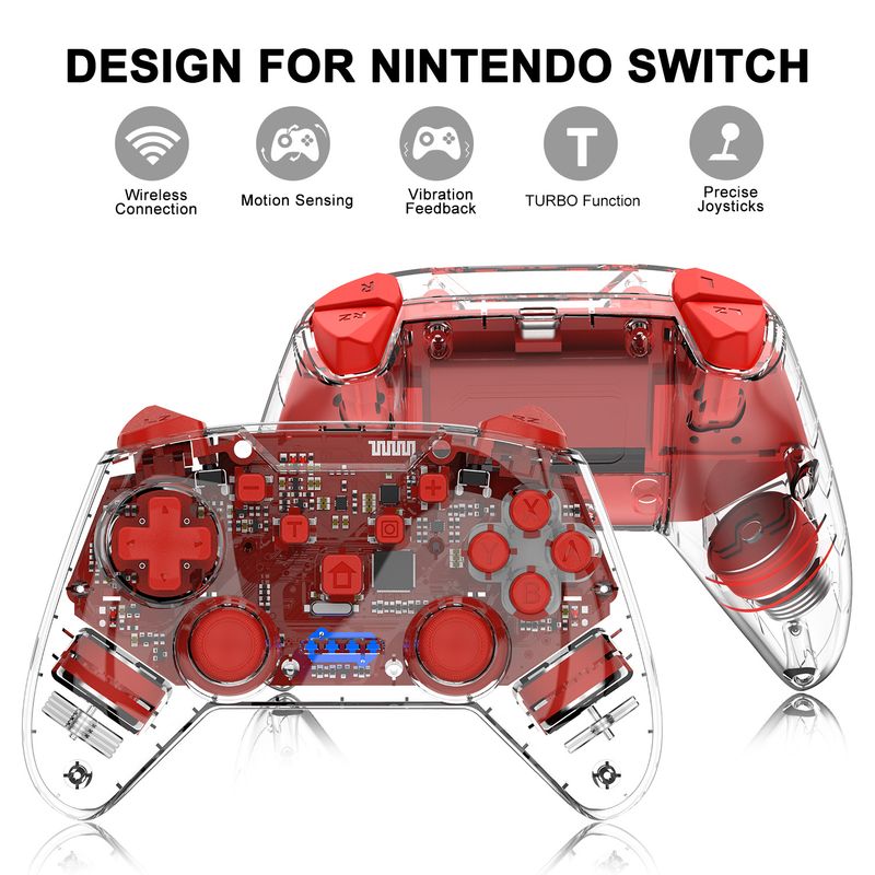 Schalter Spiel Controller Vibration Wake Up Burst Schalter PRO Bluetooth Transparent NS Spiel Controller_voghion.com
