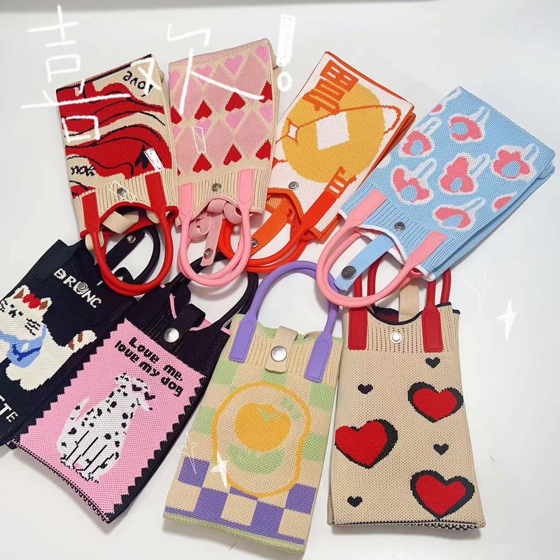 Nuova borsa per cellulare lavorata a maglia, da donna, carina, in stile coreano, per studenti, a tracolla, alla moda, piccola borsa_voghion.com