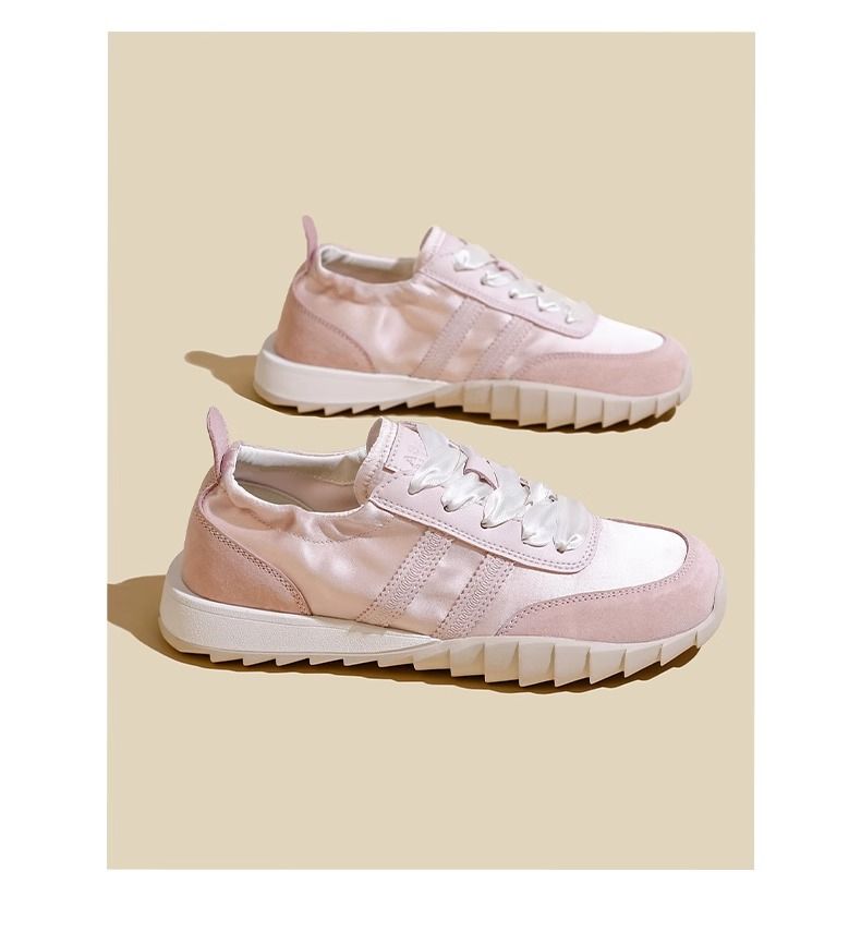 Satensko srebrne tenisice za trčanje Forrest Gump za žene, proljeće 2024., nove, od prave kože s mekim dnom, neklizajuće, u retro boji, njemačke tenisice za trening, u skladu s bojama_voghion.com