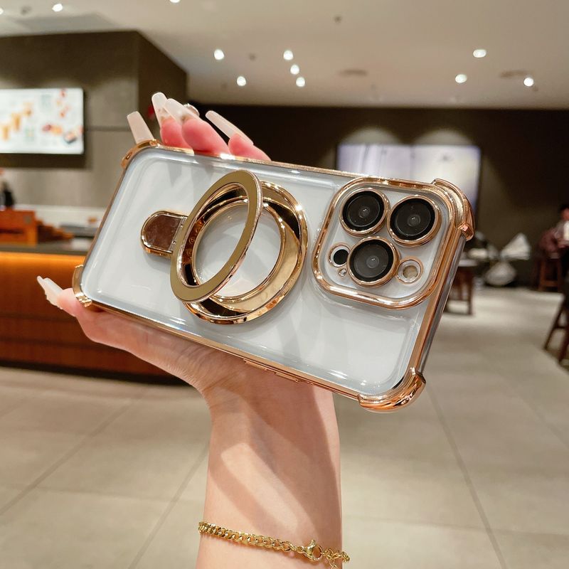 Telefoonhoesje & hoesjes Galvaniseren Vierhoeken Metalen Magnetische Beugel Geschikt voor iPhone 16 Mobiele Telefoonhoesje Airbag Anti-Val Beschermhoes 11_voghion.com