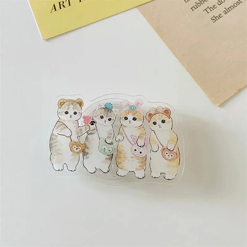 Suporte de telefone de acrílico fofo 3D Cat Panda Griptok para iPhone 16 15 Samsung Korean Kitten Grip Tok Suporte de dedo dobrável Soquete_voghion.com