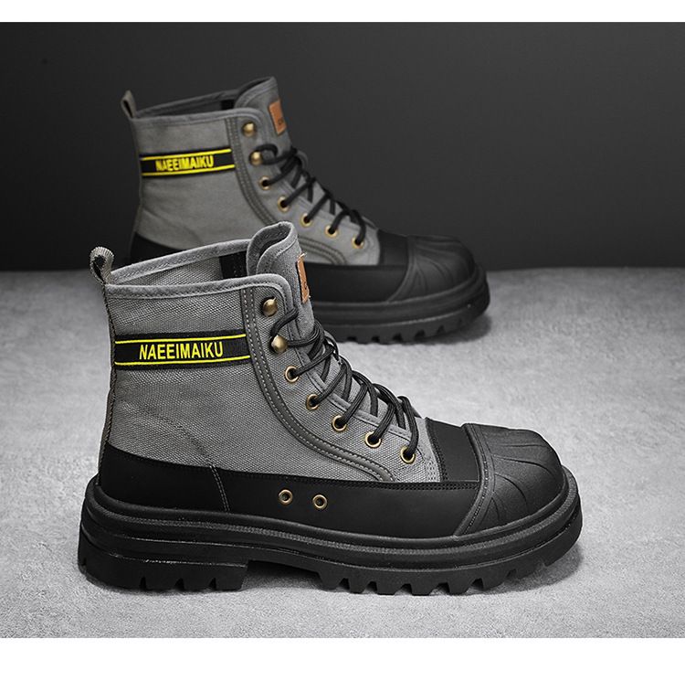 Martin Boots Herren High Top Spring Dickbesohlte Canvas Freizeitstiefel Herren Arbeitskleidung All Match Motorradstiefel_voghion.com