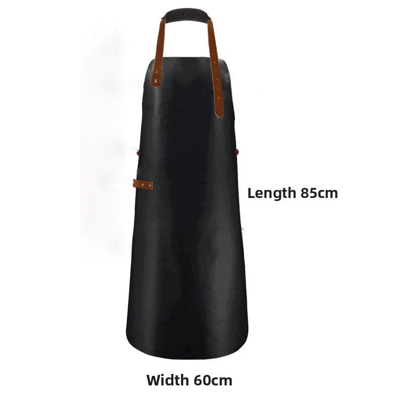 Cross-Border PU Neck Hanging Waterproof Oil-Proof European And American High-End Leather Workwear Apron_voghion.com