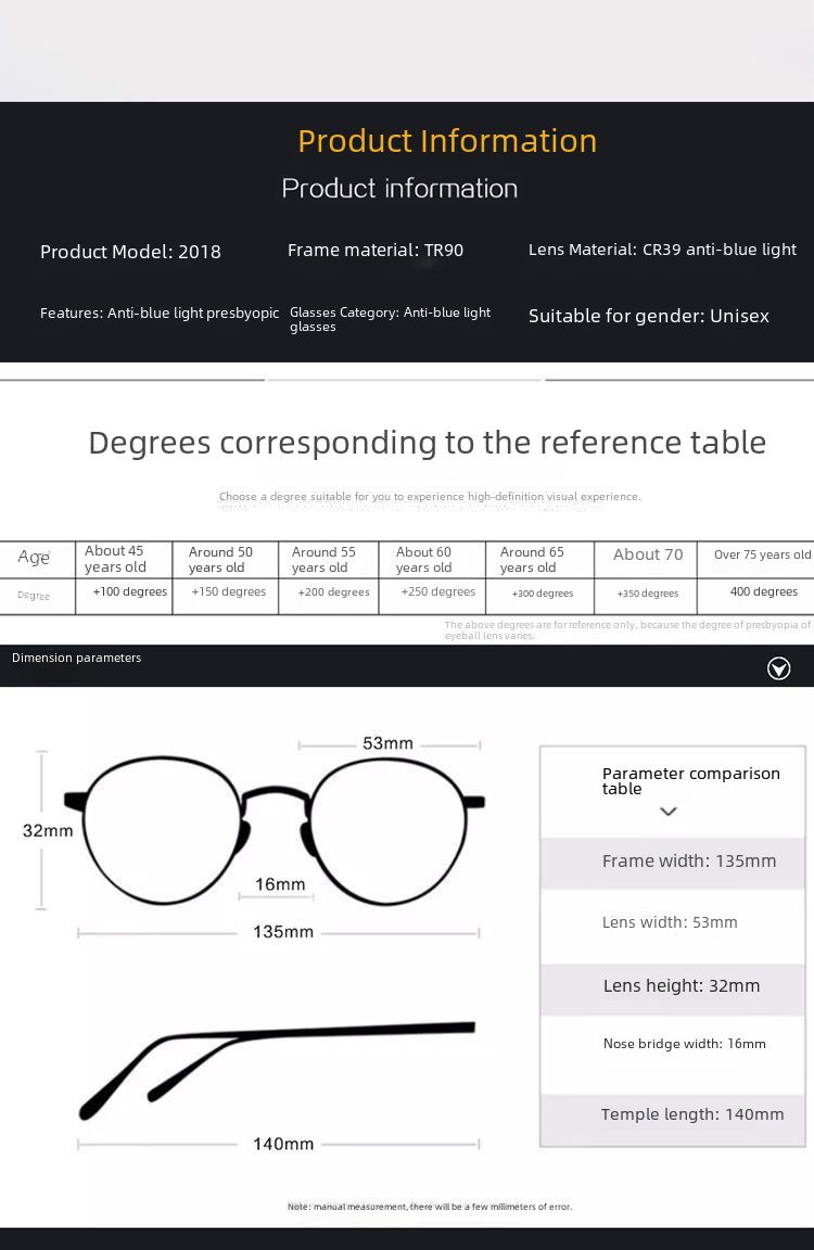 Smart Zoom Anti-Blå Ljus Ramlösa Trim Presbyopiglasögon Stall Säljer Gatuvisualisering av Presbyopiglasögon med Dual Light_voghion.com
