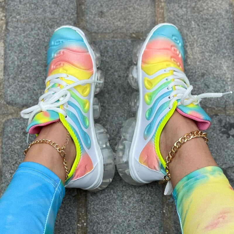 Casual för kvinnor Andningsbara Lätta Sneakers Gummisula Bekväma Träningsskor Flerfärgade Sportskor_voghion.com