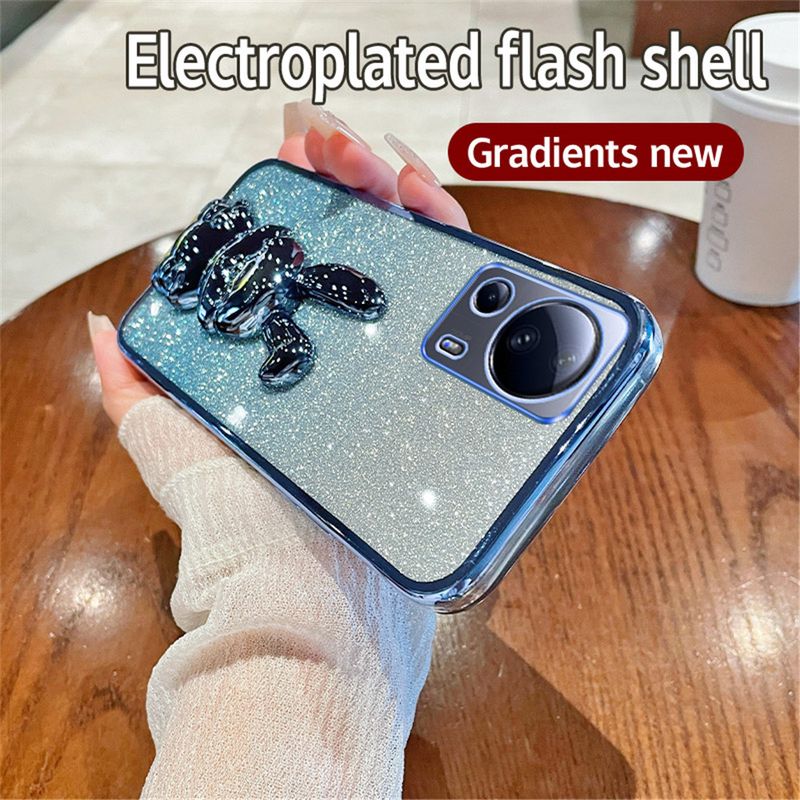 Étui avec support en forme de lapin mignon pour Xiaomi Redmi 13C 12 12C 4G 10C A1 Plus 13T 12T Pro 11 Lite POCO X3 X6 dégradé de paillettes_voghion.com