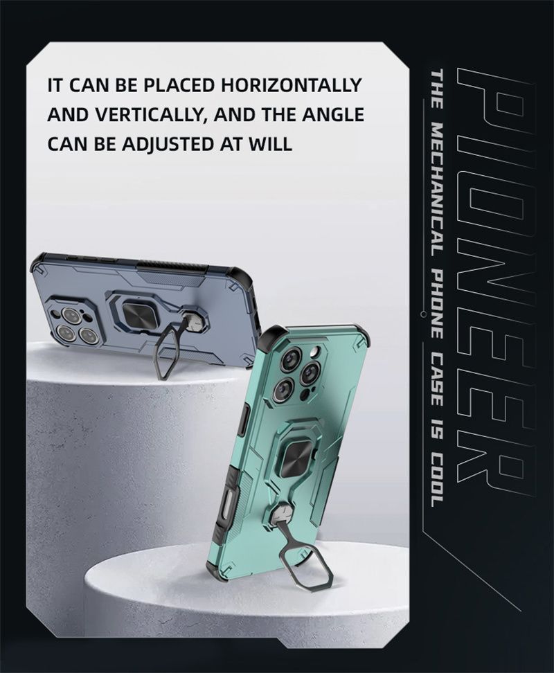 Anti Shock Armor Phone Case For Iphone 16E 16 15 14 13 Pro Max Iphone16 Plus Car Magnetic Holder Kickstand Back Cover_voghion.com