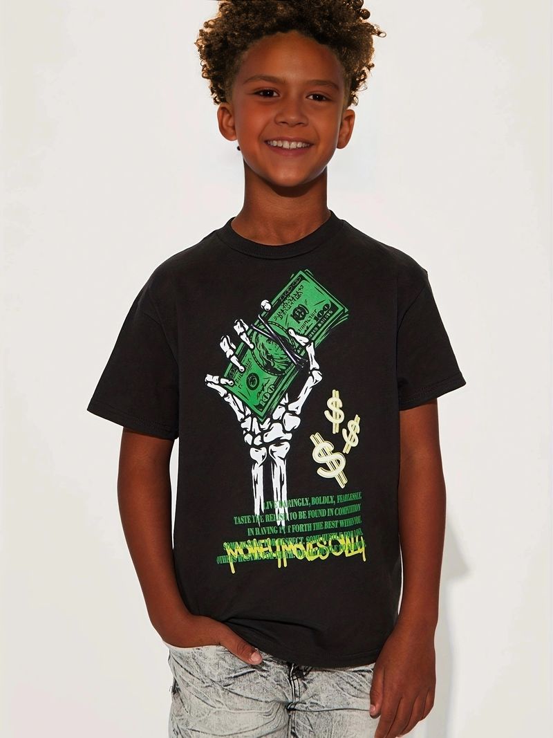 Mother&Kids Boy's T-shirt Summer children handsome trend letter-printed short-sleeved T-shirt sportswear_voghion.com