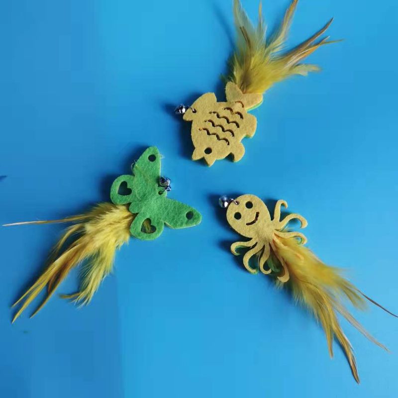 Teaser Wand Pet Cat Toy Bell Feather Replacement Head Best Seller_voghion.com