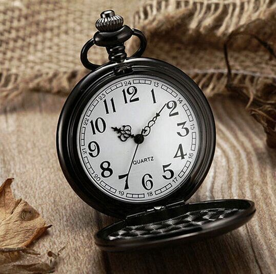 Tungsten Steel Polished Flip Cover Large Pocket Arabic Numerals Antique Gift Watch 4 Colors_voghion.com