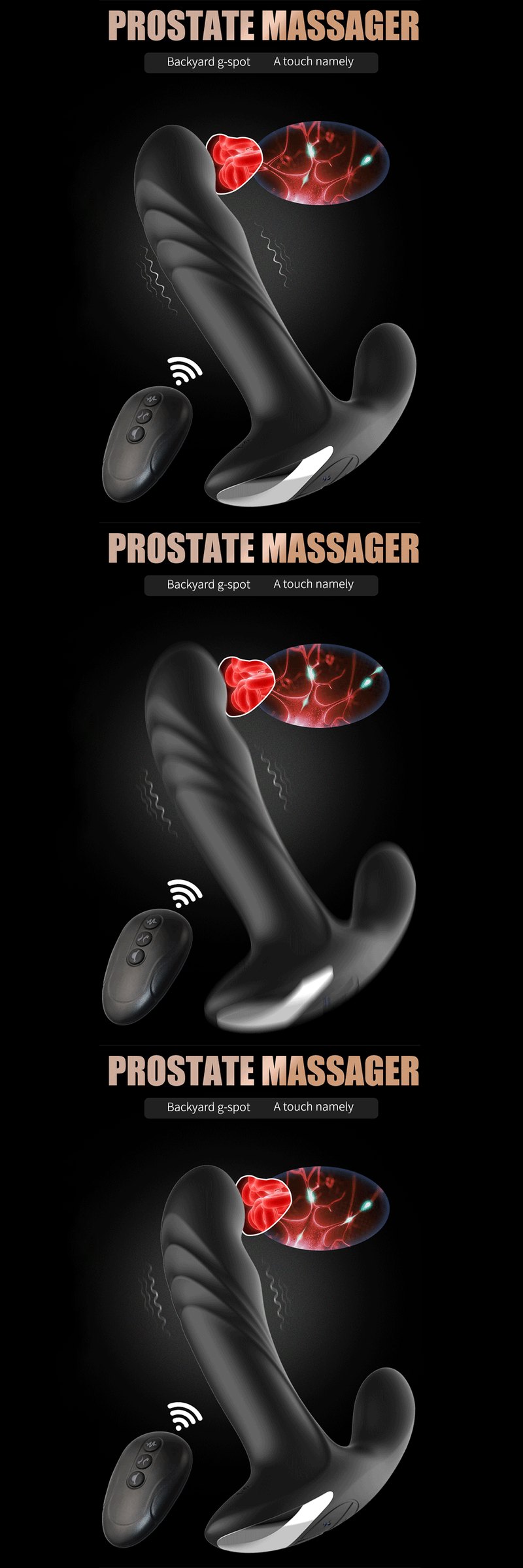 Dildo Remote Control Vibr Dual Vibrating Swing Butt Plug Male Prostate Massager Anus Dil Metal Beads Rotat      ating_voghion.com