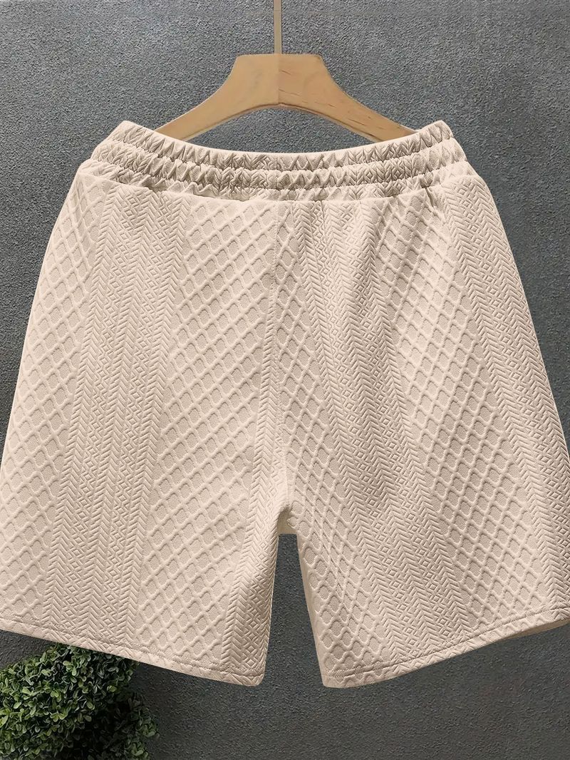 Men's Casual Drawstring Jacquard Sport Shorts - Breathable Cotton Blend, Lightweight & Comfortable For Summer, Gym, Travel - S-3XL_voghion.com