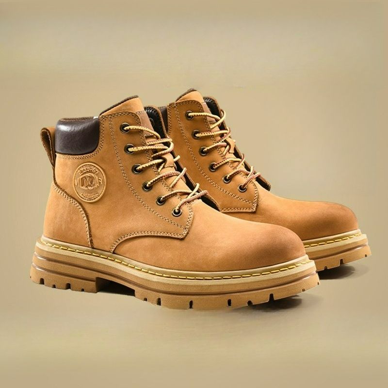 Men's Martin Boots Inner Height Increase Thick-soled Kick Does Not Break Outdoor Mountaineering Tooling Shoes Mid-top Height - Version Leather_voghion.com
