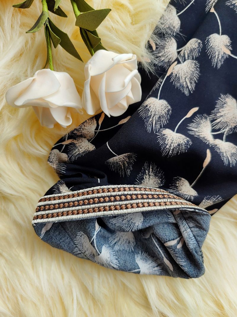 Moslimjurk voor dames - Lichtgewicht katoenen kaftan met borduurwerk, losse pasvorm, ademend voor lente en zomer, etnische Midden-Oosterse stijl_voghion.com
