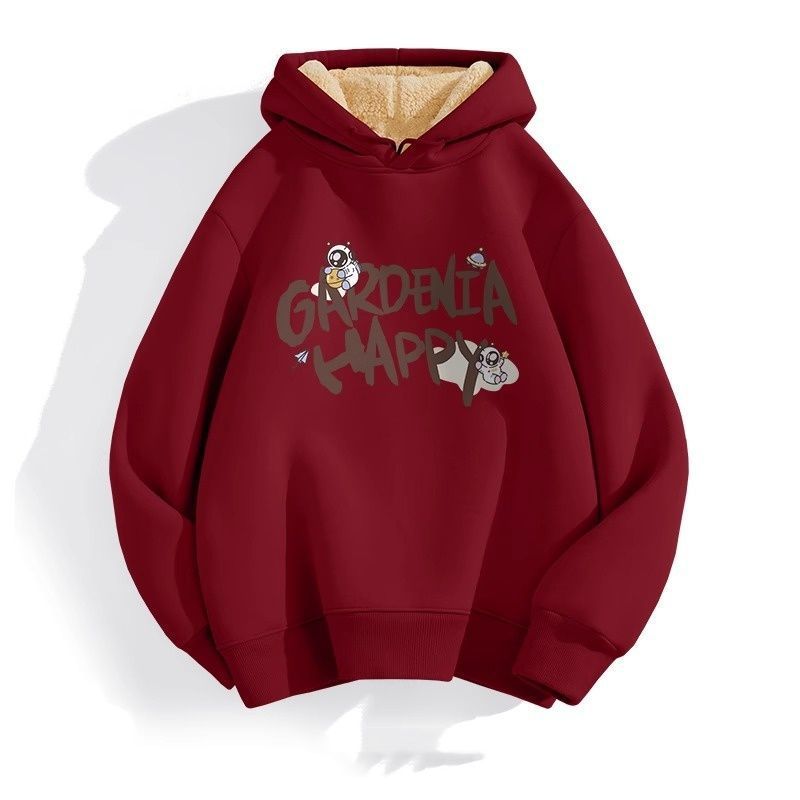Felpa con cappuccio da uomo in pile invernale, stile hip hop americano, in lana di agnello, con parte superiore ispessita, per studenti 12 anni_voghion.com