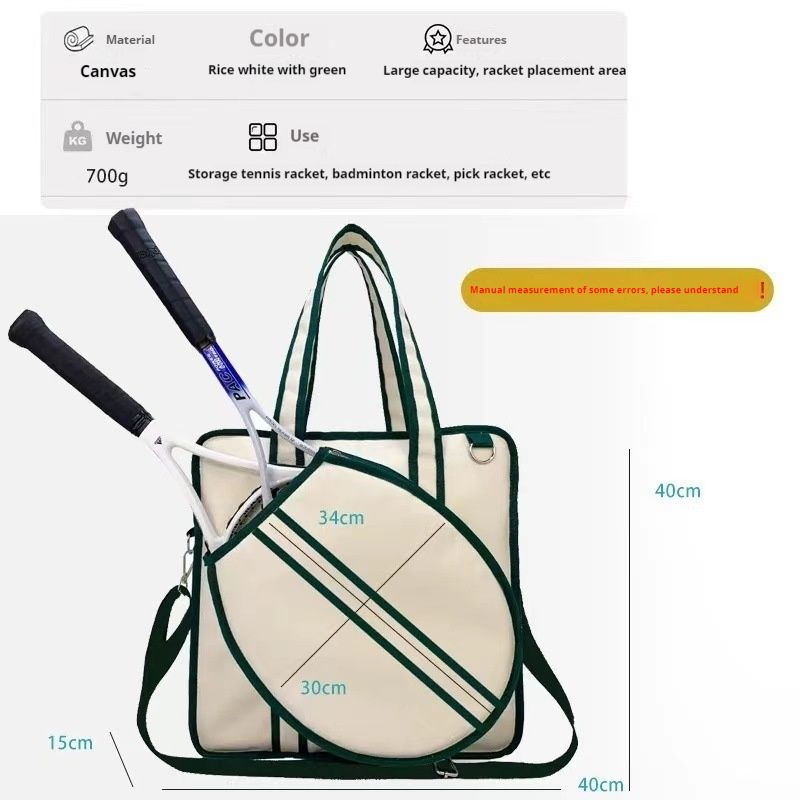 Tennisveske i lerret, utendørssportsveske, veske, bærbar multifunksjonell badmintonracketveske_voghion.com