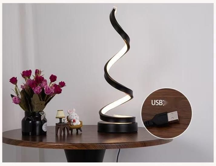 Small Whirlwind Spiral Decorative Atmosphere Table Lamp Modern LED Bar Creative Warm Romantic Bedside Night Light Gift_voghion.com
