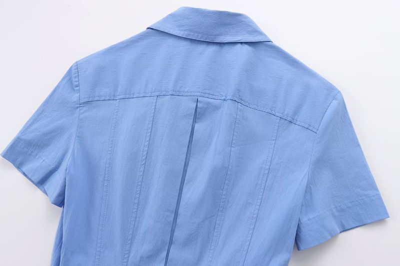 Ropa de mujer Primavera y verano Vestido camisero informal con cinturón para mujer_voghion.com
