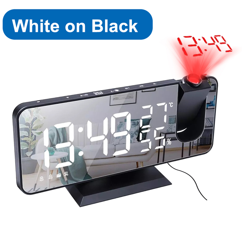 FM Radio LED Digital Smart Wecker Uhr Tisch Elektronische Desktop Uhren USB Wake Up Uhr Mit 180 ° Zeit Projektion Snooze_voghion.com
