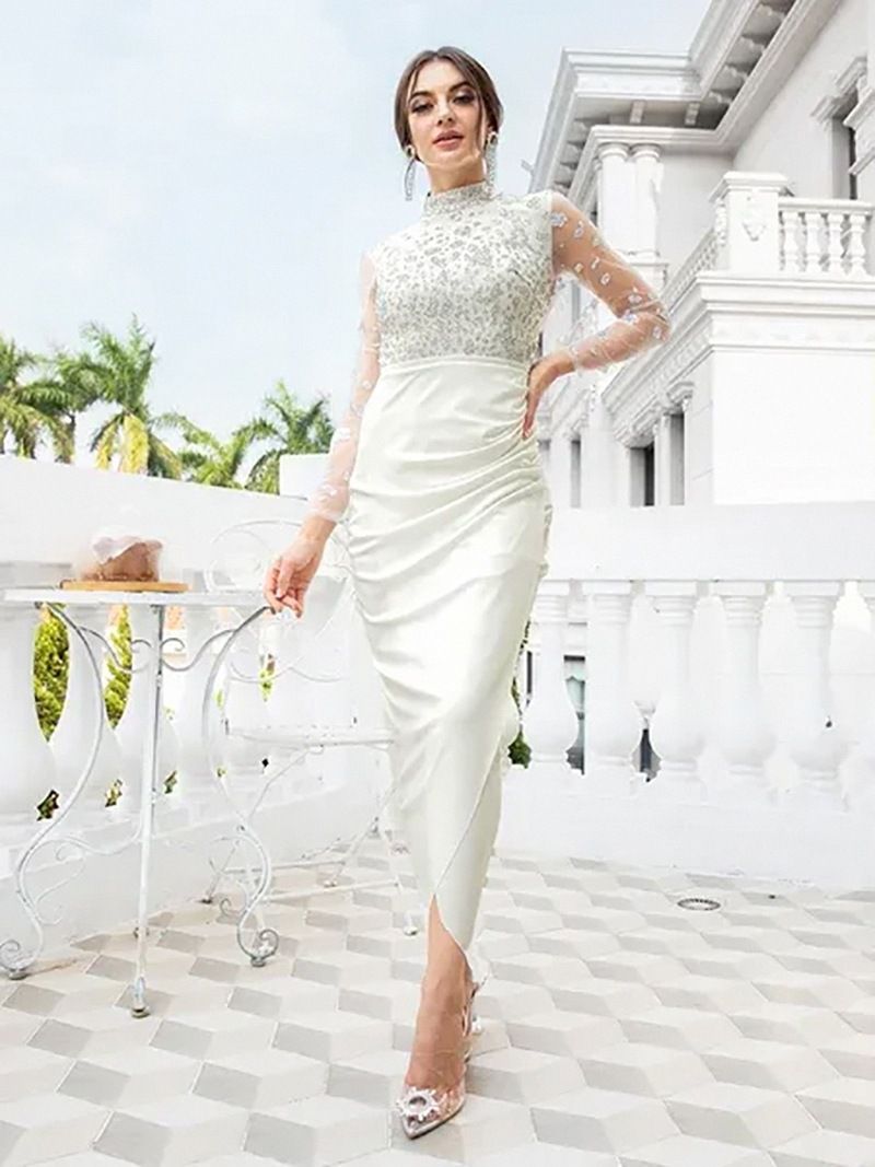 Abito da ballo sexy con cintura dorata e cintura sui fianchi, da donna, per feste_voghion.com