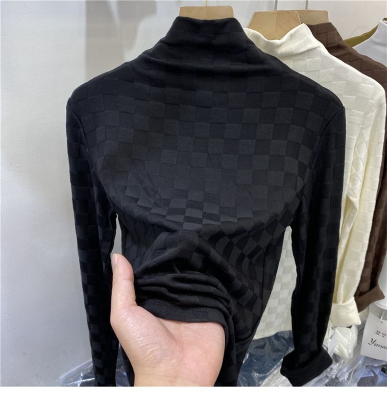 Ženska oblačila s kratkimi rokavi s kratkimi rokavi in s kratkimi rokavi, karirasta majica z dolgimi rokavi, moden in eleganten zgornji del _voghion.com