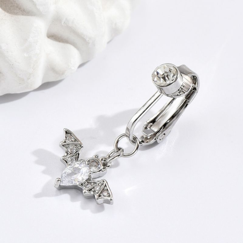 Fibbia a forma di pipistrello con design di nicchia, stile hip-hop, senza anello di perforazione, intarsiato con diamanti, versatile chiodo per ombelico_voghion.com