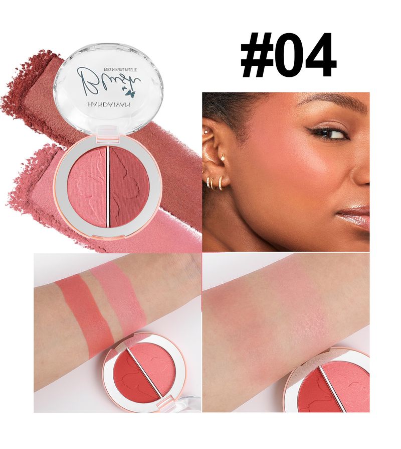 HANDAIYAN 2-Color Blush Palette - Highlighter, Contour & Multi-Use, With Pearl & Matte Blush Cream_voghion.com