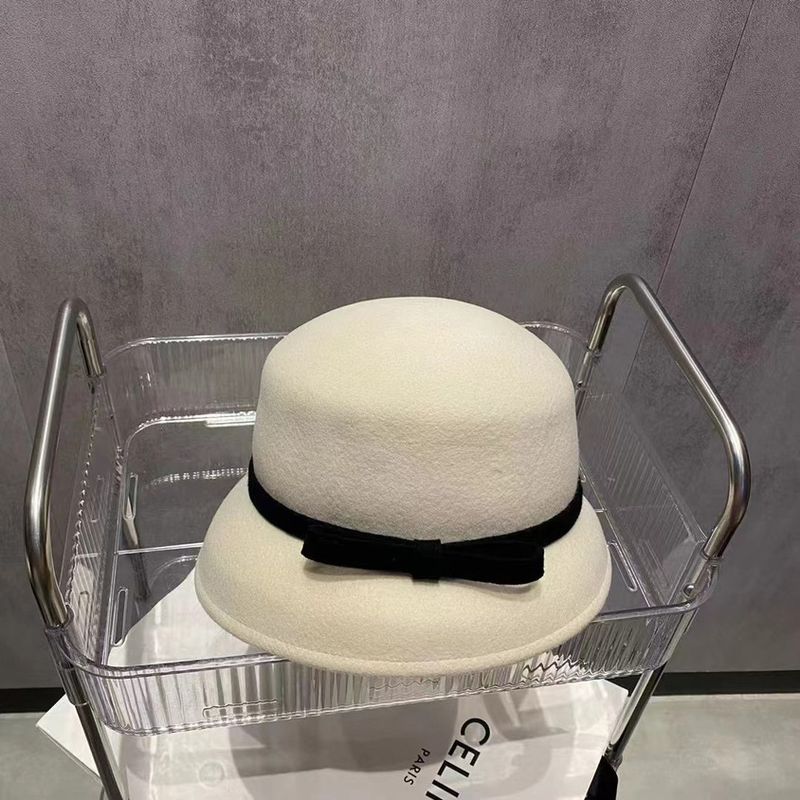 Korean-style Fashionable Bucket-shaped Leather Buckle Women's Autumn And Winter Wool Small Fashionable Casual Felt Hat, Suitable For Shopping_voghion.com